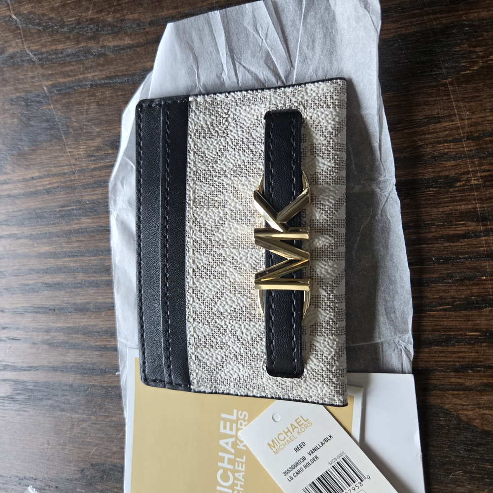 NWT Michael Kors Black and Gray Card Holder
